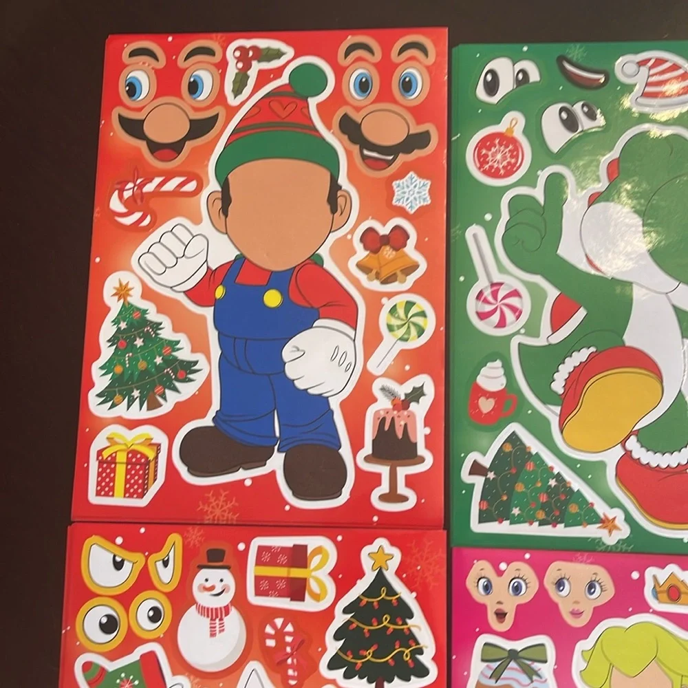 NIP 32 sheets Super Mario Christmas make a face craft activities sticker sheets